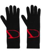 Valentino Knitted Vlogo Gloves - Black