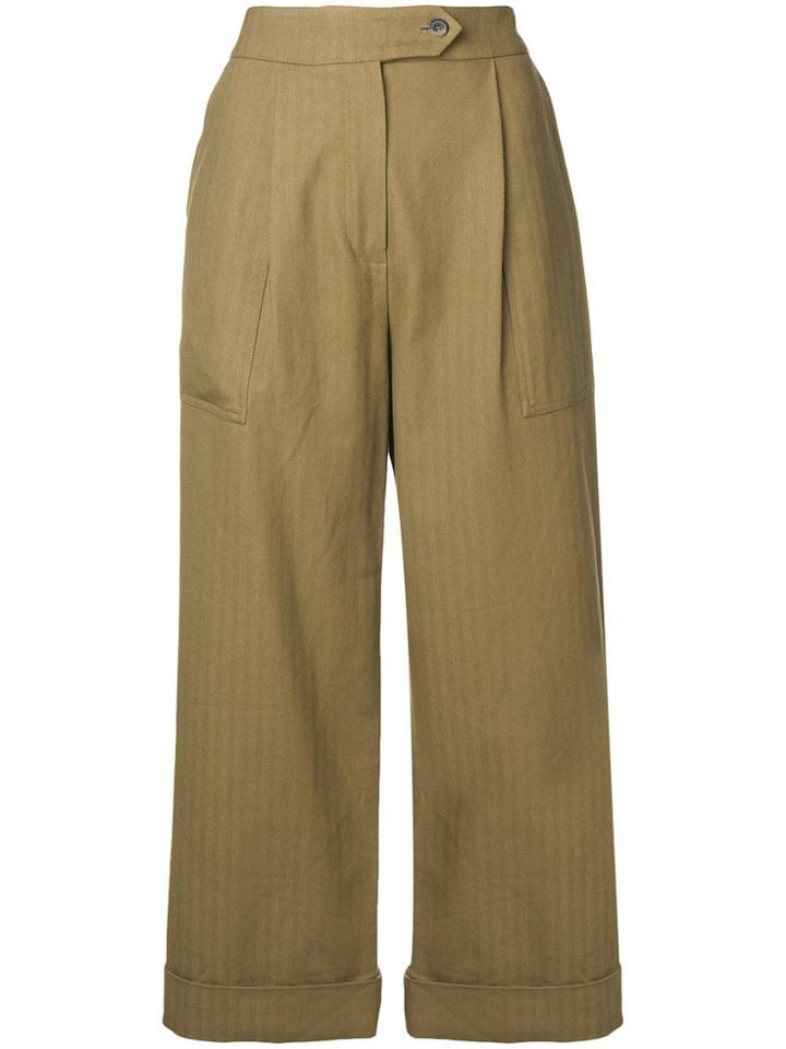 Holland & Holland Striped Cropped Trousers - Green