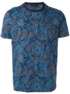 Etro Paisley Print T-shirt, Men's, Size: Large, Blue, Cotton
