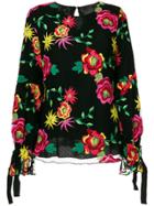 Ki6 Floral Embroidered Blouse - Black