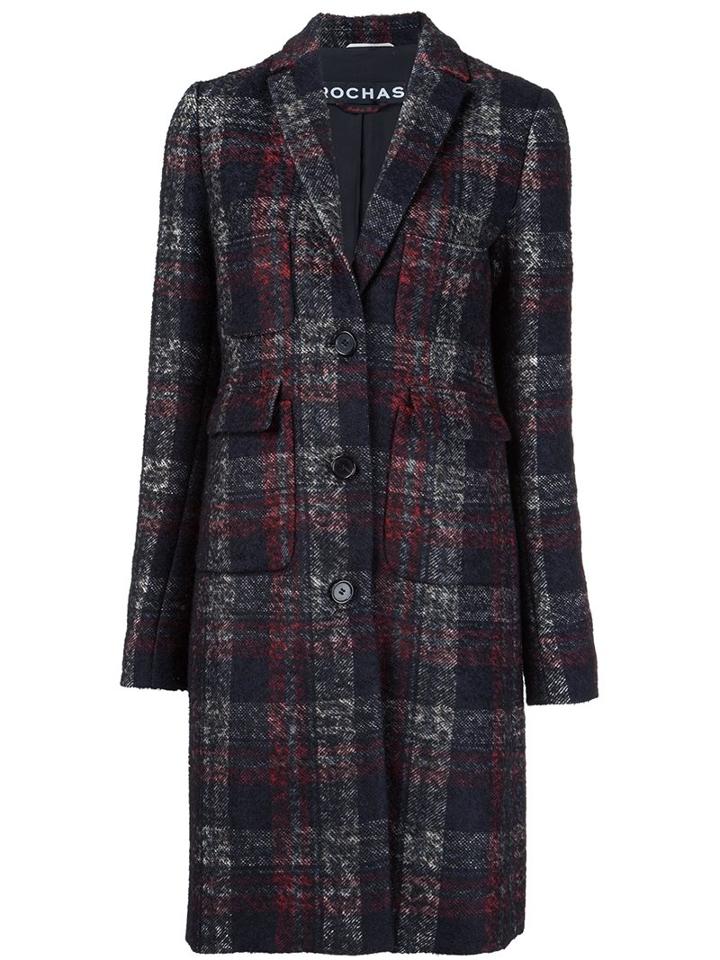Rochas Checked Patter Coat, Women's, Size: 42, Black, Polyamide/mohair/alpaca/virgin Wool