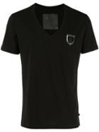 Philipp Plein V-neck T-shirt, Men's, Size: Medium, Black, Cotton