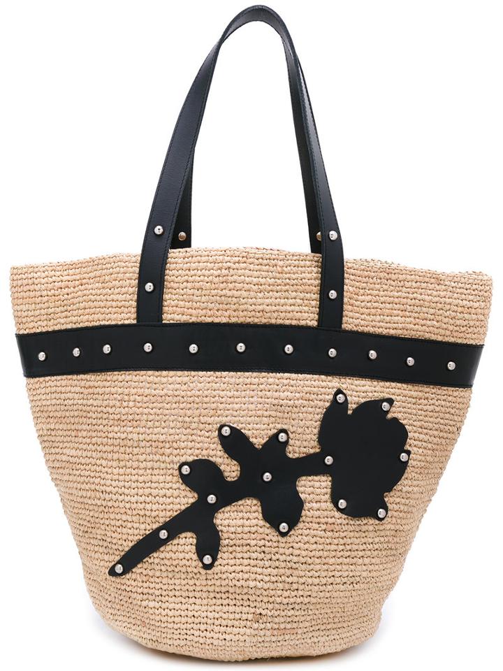 Sonia By Sonia Rykiel - Woven Floral Tote - Women - Caña Flecha/leather/metal - One Size, Nude/neutrals, Caña Flecha/leather/metal