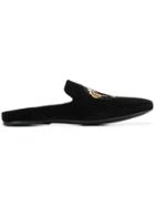 Versace Embroidered Mules - Black