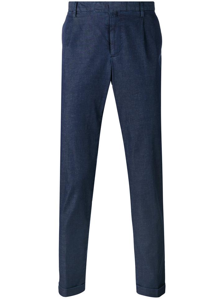 Briglia 1949 - Slim-fit Trousers - Men - Cotton/linen/flax/spandex/elastane/viscose - 50, Blue, Cotton/linen/flax/spandex/elastane/viscose