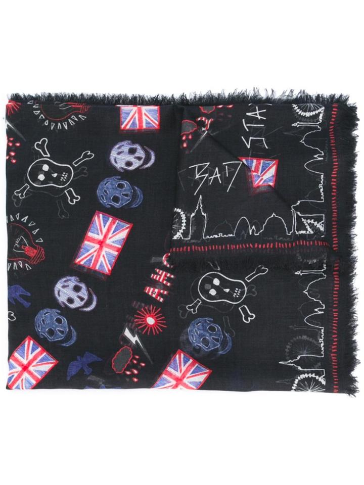 Alexander Mcqueen Skull And Flag Print Scarf - Multicolour