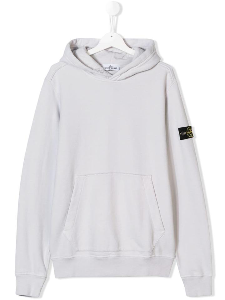 Stone Island Junior Logo Patch Hoodie - Grey