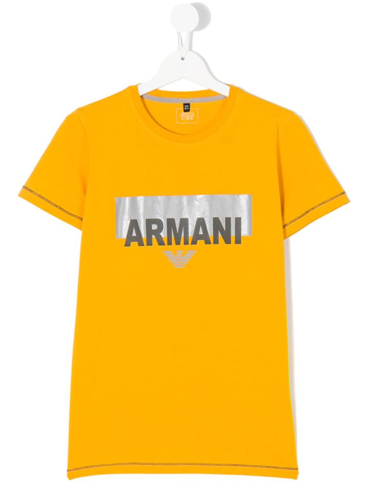 Armani Junior Logo Print T-shirt - Yellow & Orange