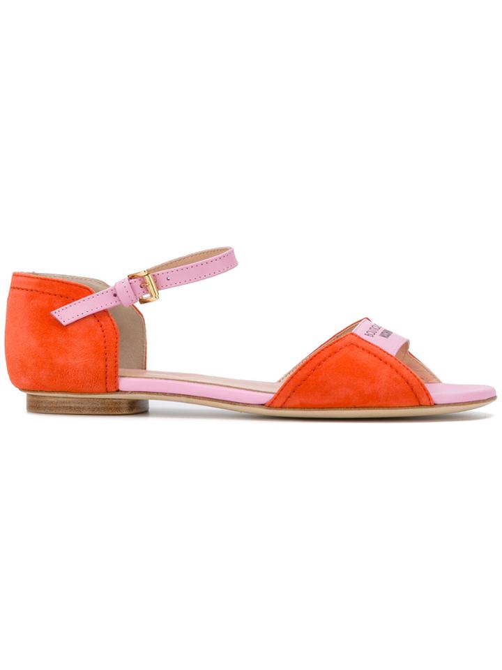 Boutique Moschino Logo Print Sandals - Pink & Purple