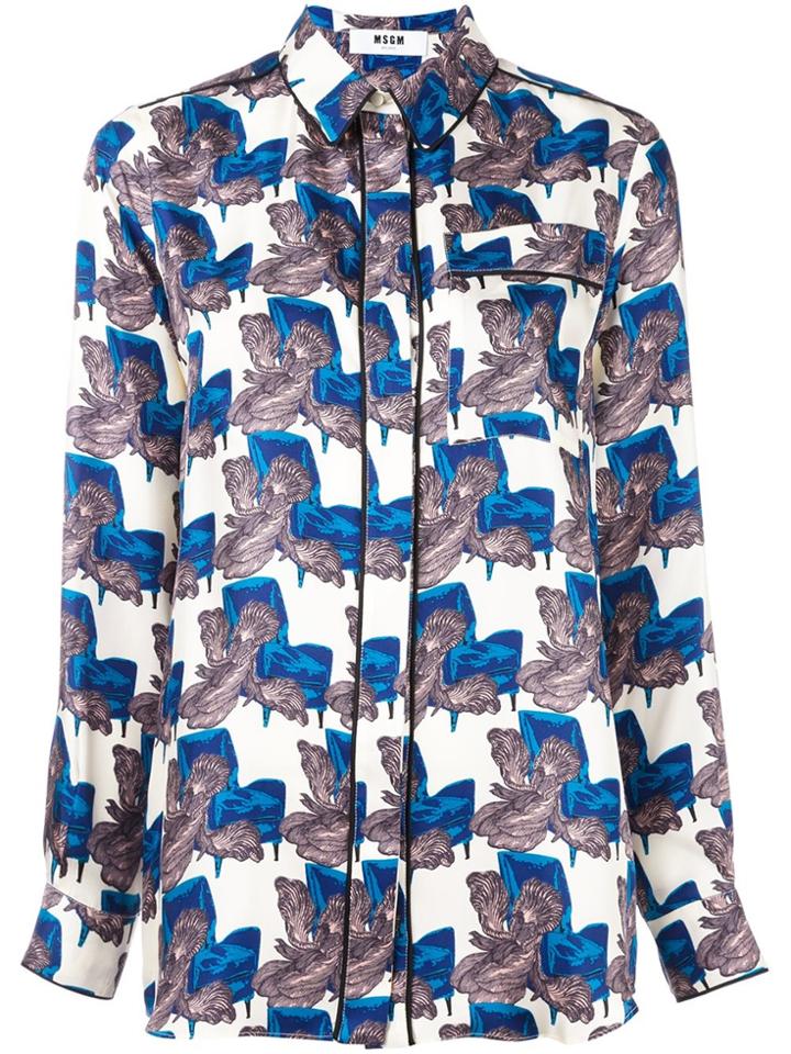 Msgm Printed Pyjama Shirt - Blue