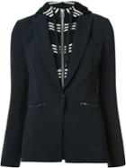 Veronica Beard Layered Hooded Blazer, Women's, Size: 4, Blue, Cotton/polyester/spandex/elastane