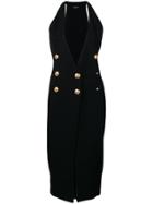 Balmain Slit Cache-caur Midi Dress - Black