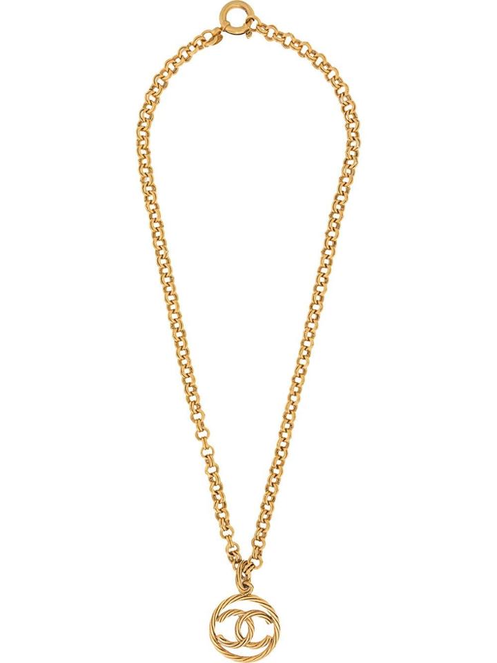 Chanel Vintage Twist Round Cc Necklace - Gold