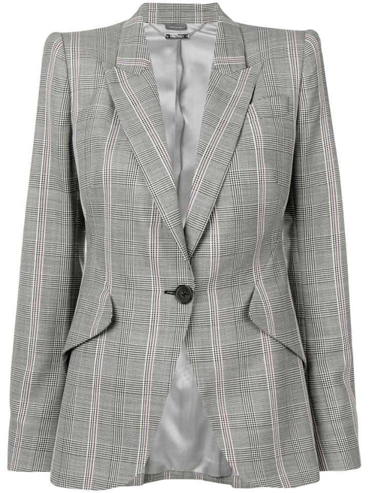 Alexander Mcqueen Checked Blazer - Grey