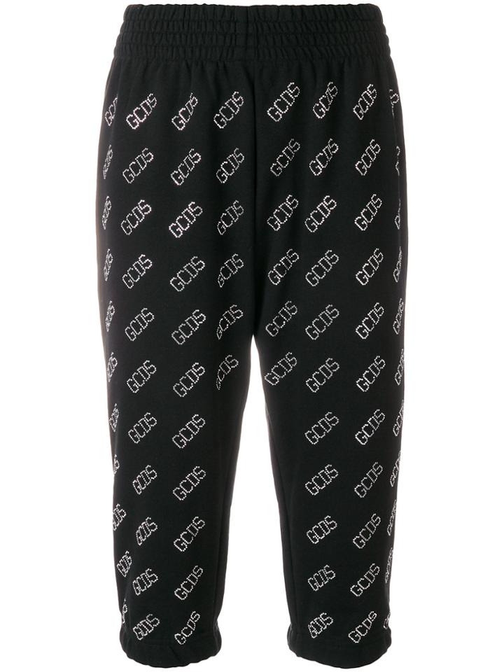 Gcds Monogram Cropped Track Pants - Black