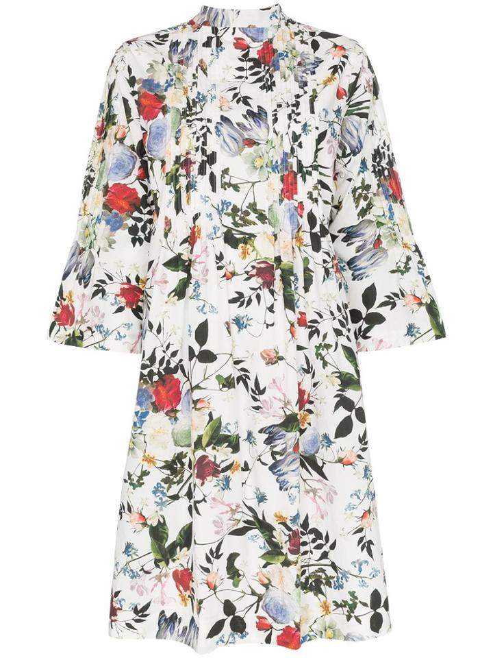 Erdem Reagan Floral Print Pleated Dress - White