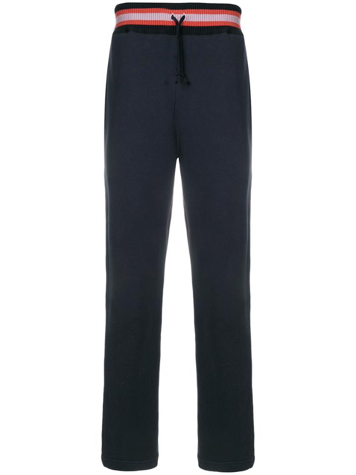 Common Wild Striped Waistband Track Pants - Blue