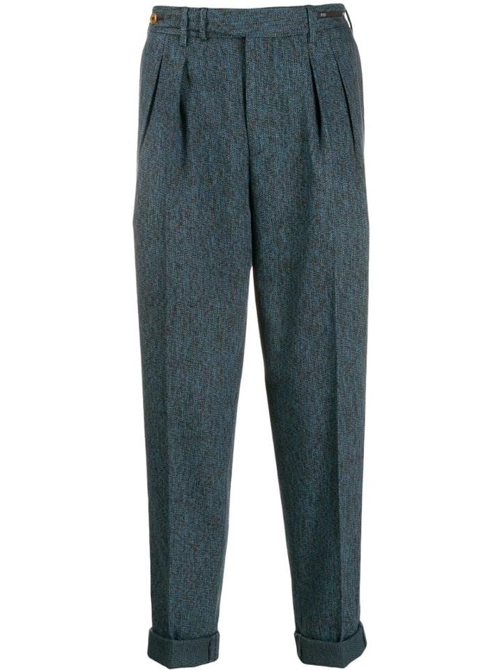 Pt01 Speckled Pleat Trousers - Blue