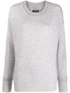 Max & Moi Brilliant Embellished-neck Sweater - Grey