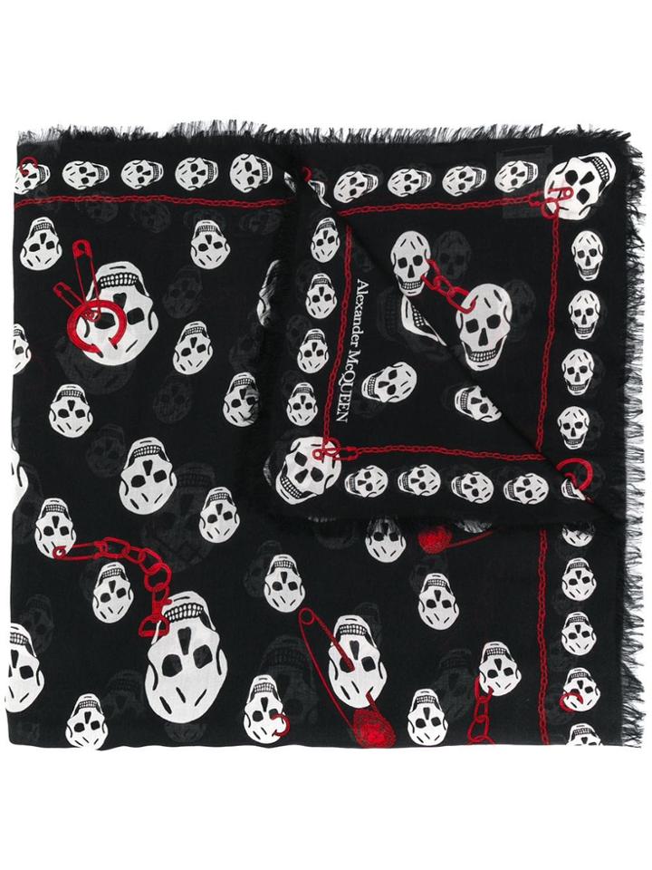 Alexander Mcqueen Chained Skull Scarf - Black
