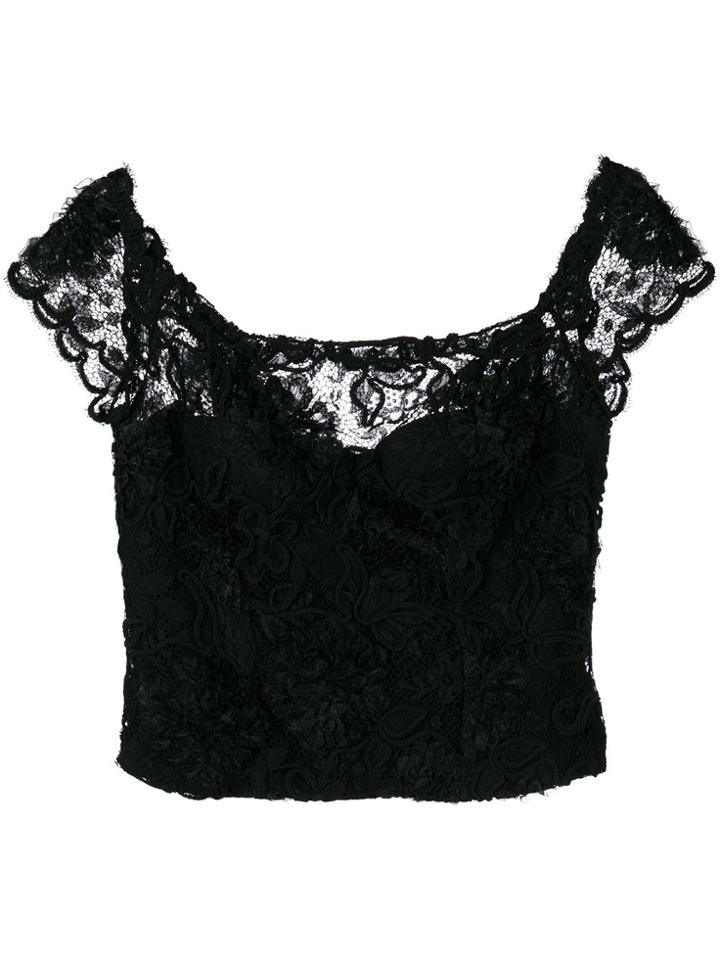 Chanel Vintage 1995 Lace Off Shoulder Top - Black