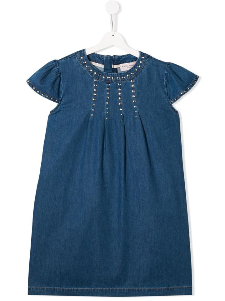 Alberta Ferretti Kids Studded Denim Dress - Blue