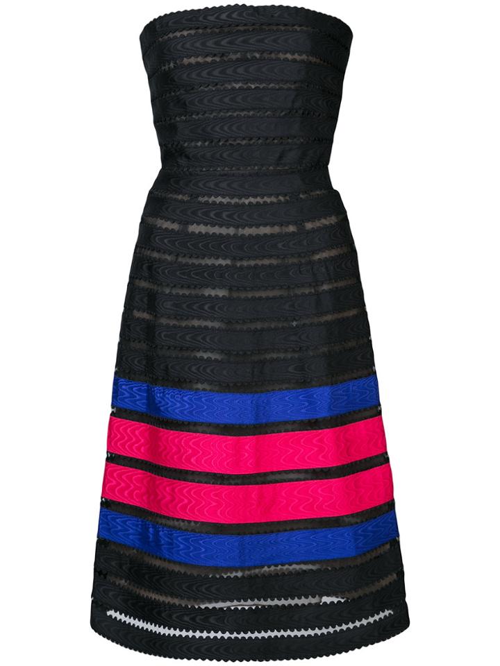 Oscar De La Renta Horizontal Stripe Effect Dress - Black