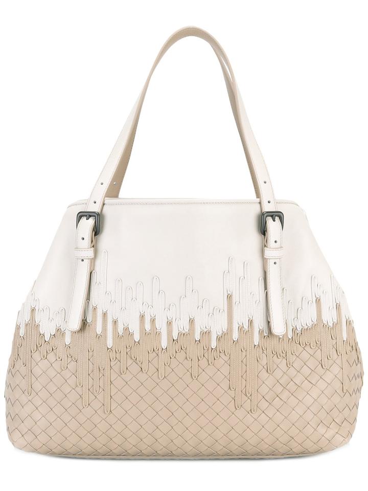 Bottega Veneta Bicolour Interlaced Tote, Women's, Nude/neutrals, Lamb Skin