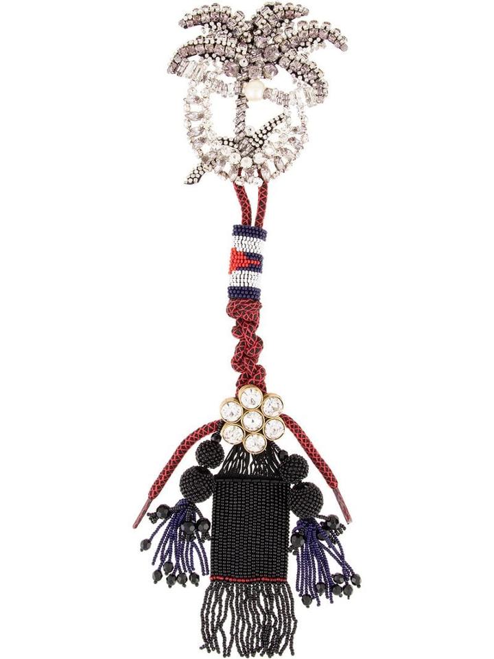 Nº21 Embellished Palm Tree Drop Brooch - Multicolour