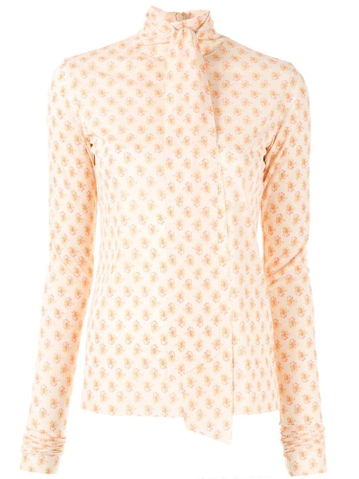 Irene Floral Bow-tie Blouse - Orange