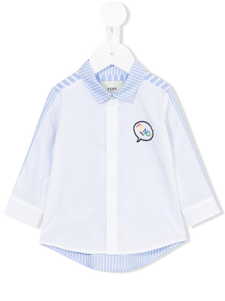 Fendi Kids Striped Panel Shirt, Toddler Boy's, Size: 12 Mth, Blue