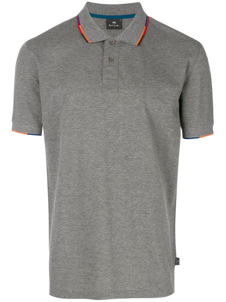 Ps By Paul Smith Geometric Detailing Polo Shirt - Grey