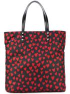 Red Valentino - Heart Print Tote - Women - Cotton/leather - One Size, Black, Cotton/leather