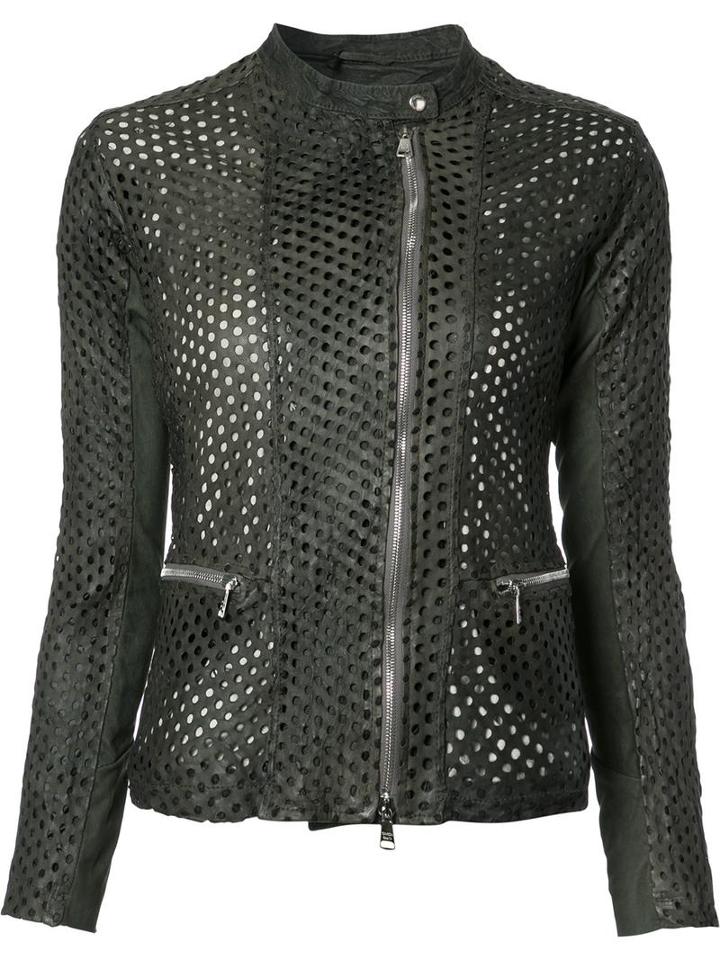 Giorgio Brato Perforated Detail Jacket, Women's, Size: 46, Black, Leather