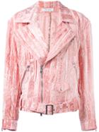 Delada - Velvet Biker Jacket - Women - Viscose - 1, Pink/purple, Viscose