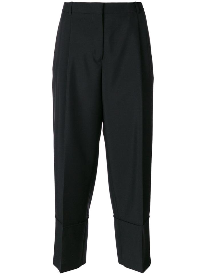 Jil Sander Cropped Wide Leg Tailored Trousers - Black