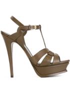 Saint Laurent Tribute Sandals, Women's, Size: 40, Green, Calf Leather/leather