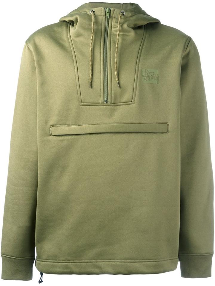Stussy Front Pocket Hoodie, Men's, Size: Large, Green, Polyester/cotton