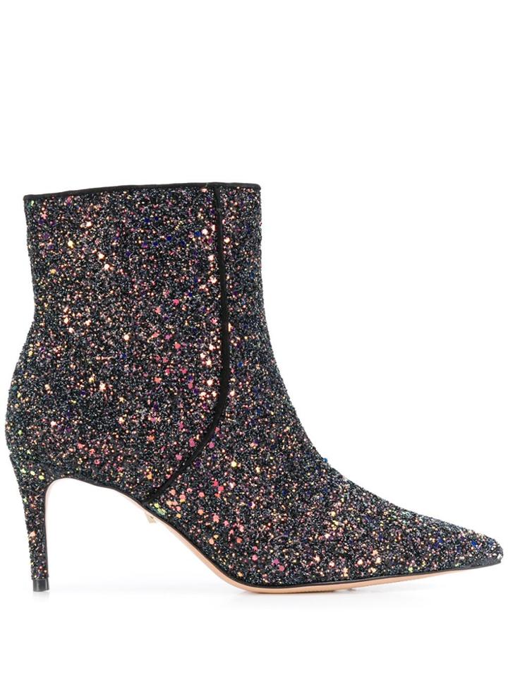 Schutz Sequin Ankle Booties - Black