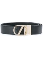 Ermenegildo Zegna Z Buckle Belt, Men's, Size: 110, Black, Calf Leather
