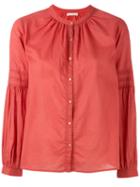 Ulla Johnson Band Collar Shirt, Women's, Size: 4, Red, Cotton