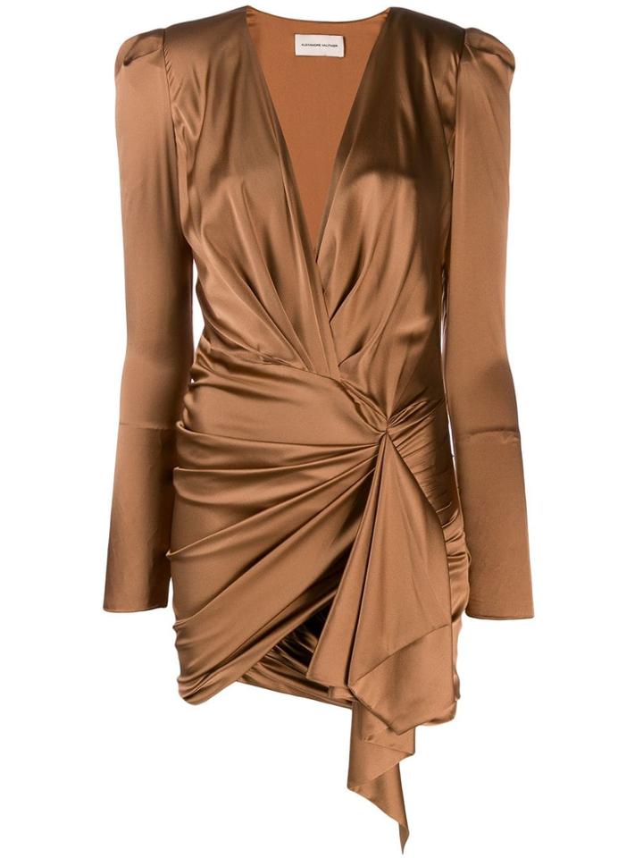 Alexandre Vauthier Deep V-neck Dress - Brown
