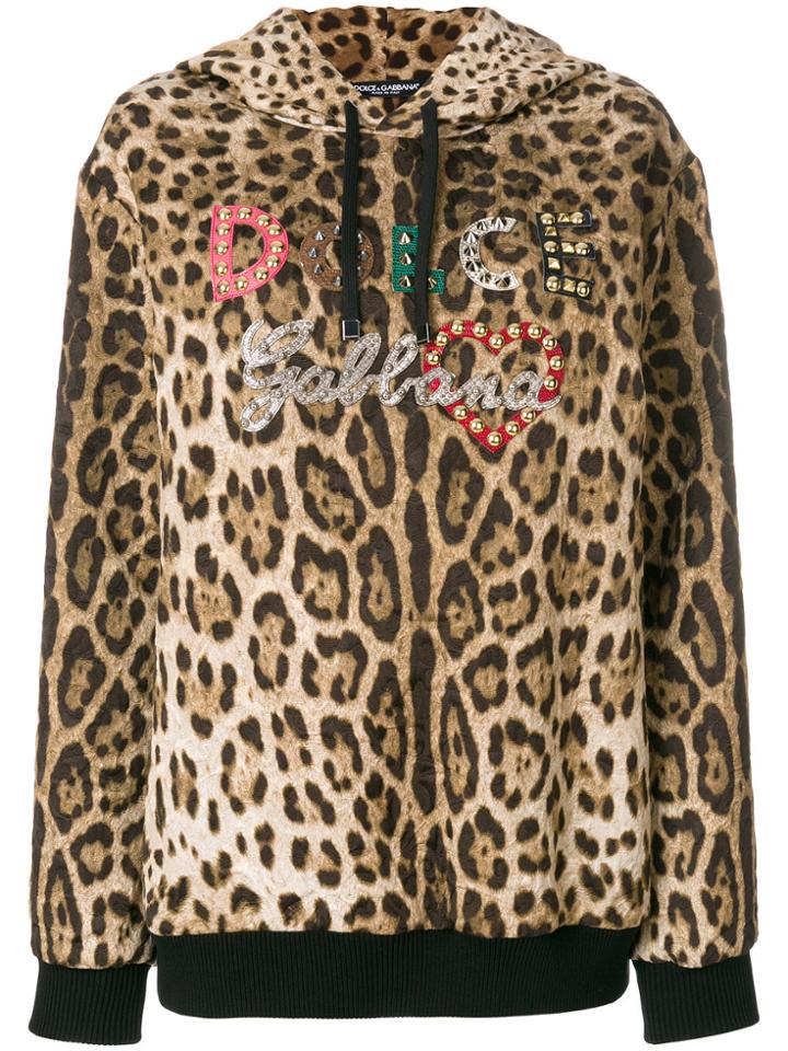 Dolce & Gabbana Leopard Print Hoodie - Brown