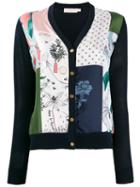 Tory Burch Patchwork V-neck Cardigan - Blue