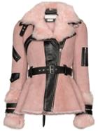 Alexander Mcqueen Belted Shearling Jacket - Pink