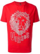 Versus Eyelets Lion T-shirt, Men's, Size: Large, Red, Cotton/spandex/elastane
