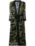 Versace Jeans All Over Logo Kimono Coat - Black