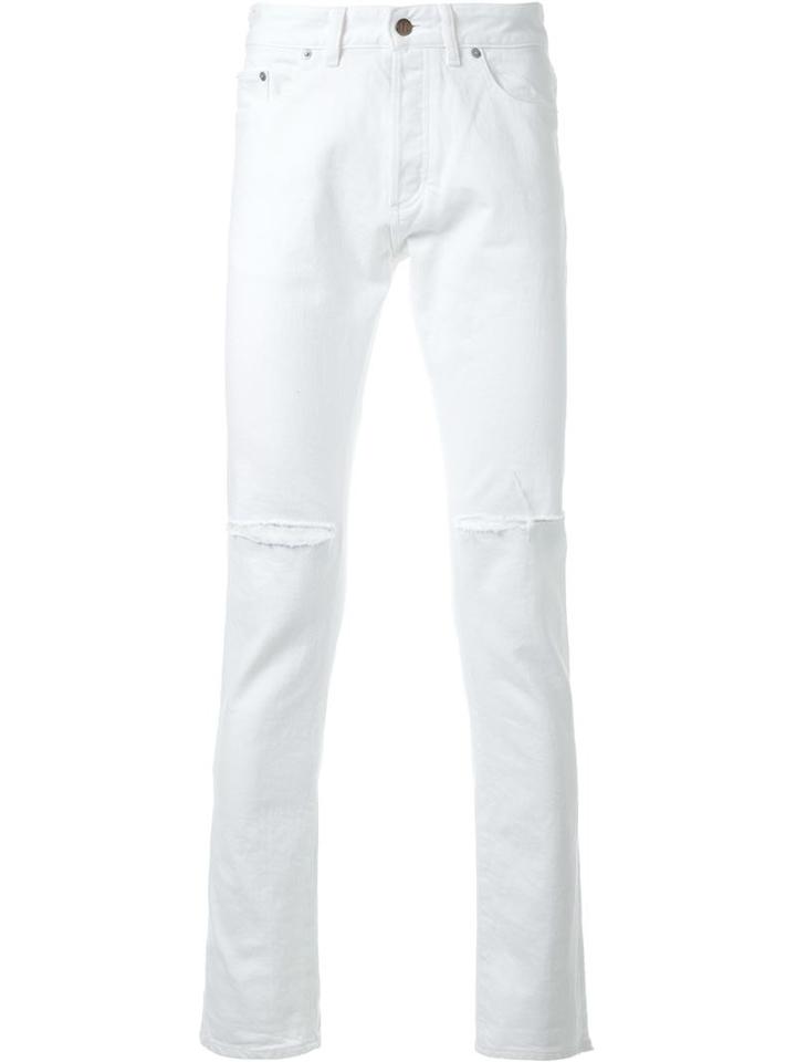 Hl Heddie Lovu Distressed Slim-fit Jeans, Men's, Size: 30, White, Cotton/polyurethane