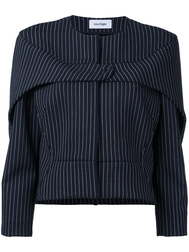 Courrèges - Press Stud Pinstripe Jacket - Women - Nylon/spandex/elastane/wool - 40, Black, Nylon/spandex/elastane/wool