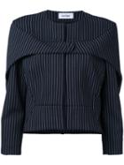 Courrèges - Press Stud Pinstripe Jacket - Women - Nylon/spandex/elastane/wool - 40, Black, Nylon/spandex/elastane/wool
